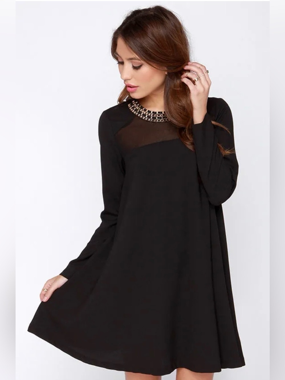 Lulu's City To City Black Long sleeves Shift Dress